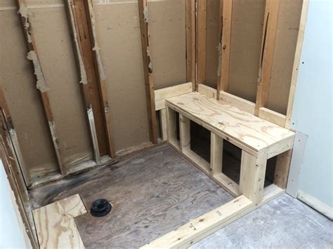 How To Frame A Shower Bench And Curb Gizmo Exteriors Repair