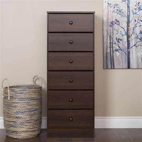 Prepac Astrid 6 Drawer Tall Chest Rich Espresso Wood