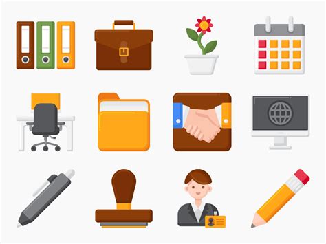 75 Office And Office Supplies Icon Set Flat Icons
