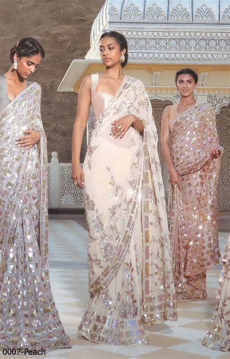 Manish Malhotra Designer Saree Heavy Sequins Work Wedding Etsy Uk