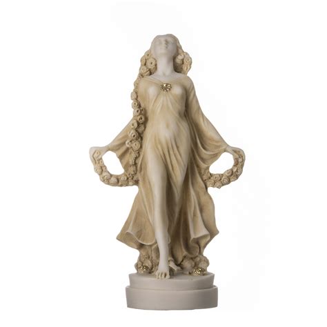 Flora Goddess Golden Maiden Of Blossoms Flowers Molded Marble Statue