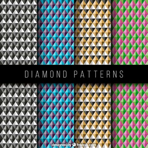 Free Vector Diamond Patterns With Geometric Shapes In Different Colors