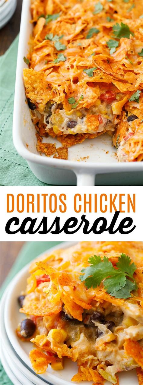 Mix your cooked and shredded chicken, cream of chicken soup, sour cream. Doritos Chicken Casserole Recipe | Recipe | Chicken ...