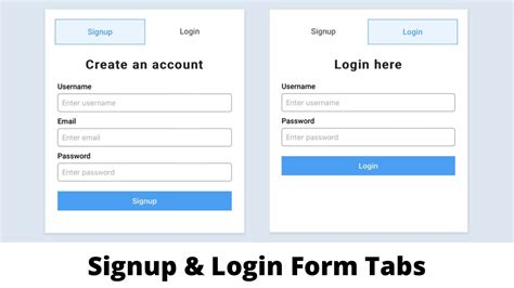 Create Tab Based Signup Login Form Using HTML CSS JavaScript