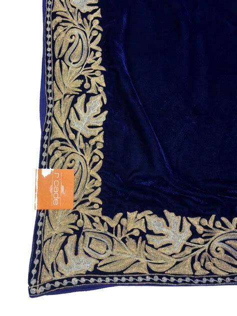 Velvet Cape Shawl With Zari Embroidery Chinar Paisley Vine Angad Creations