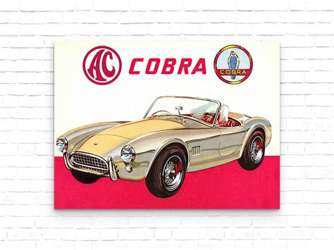 AC Shelby Cobra Vintage Car Advertising Poster Art Etsy
