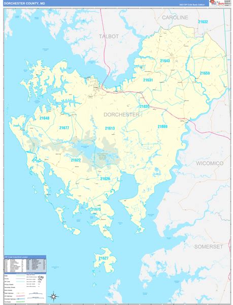 Wall Maps Of Dorchester County Maryland