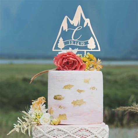Mountain Monogram Cake Topper Thistle And Lace Designs Inc