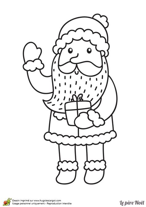 Comment dessiner le père noël, avec facile de suivre étape par étape les instructions. Dessin à imprimer d'un père Noël facile à colorier - Hugolescargot.com | Pere noel, Coloriage noel