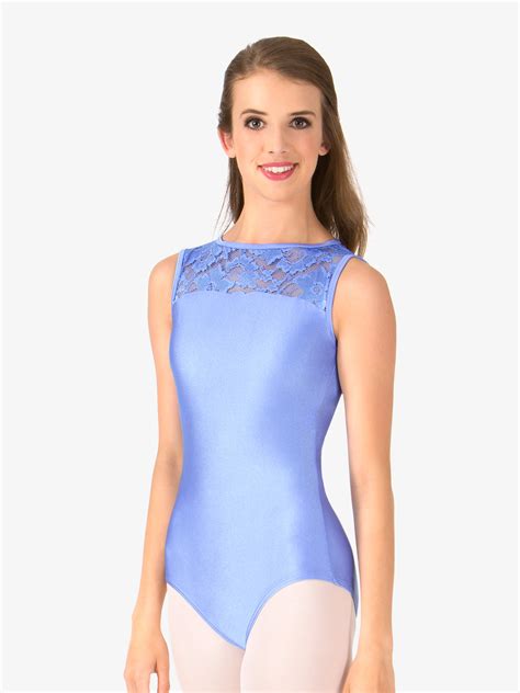 Womens Emballe Lace Boatneck Tank Leotard Womens Tanks Double