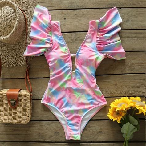 sexy off the shoulder ruffle one piece swimsuit in 2022 retro one piece swimsuits swimsuits