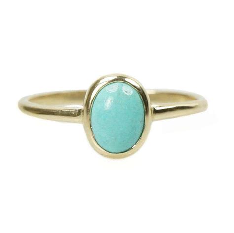 Oval Turquoise Cabochon Ring In 14k Yellow Gold By 720