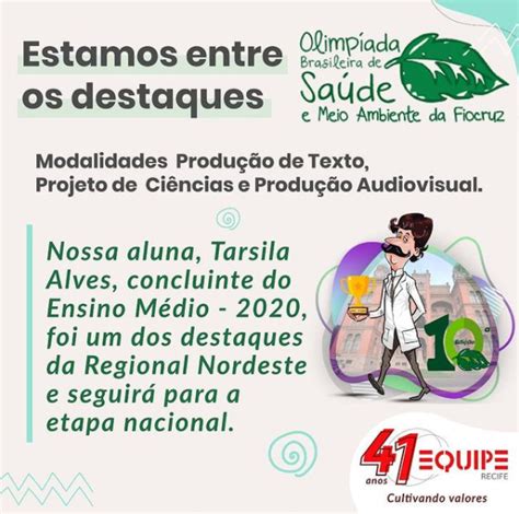 Destaque Na 10ª Olimpíada Brasileira De Saúde E Meio Ambiente Da