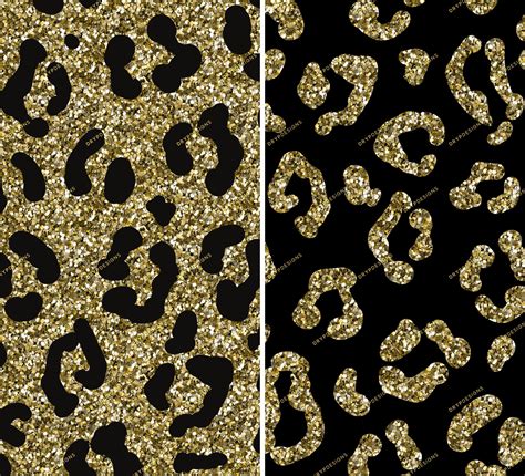 Gold Glitter Leopard Print Seamless Background Pattern — Drypdesigns