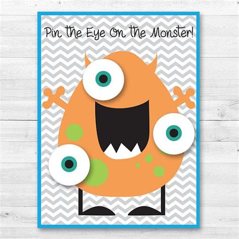 Pin The Eye On The Monster Party Game Etsy Monster Party Games