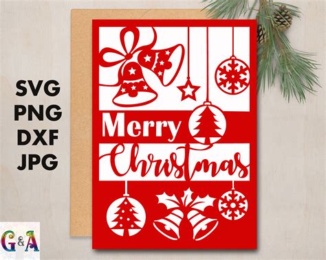 Christmas Card Svg Merry Christmas Svg Card With Envelope Etsy