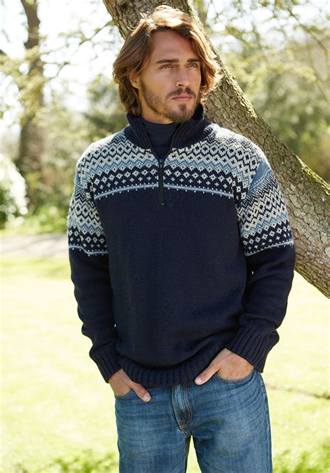 Mens Nordic Sweater Blue Pachamama Ethical Superstore