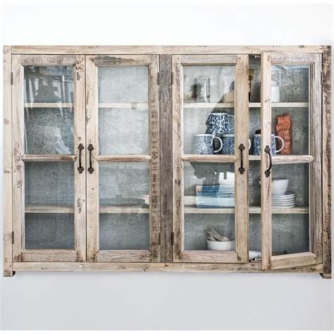 Reclaimed Wood And Metal Glass Wall Cabinet In 2020 Glass Cabinet Doors