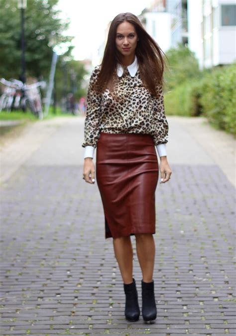 Bruine Leren Rok 7 Brown Leather Skirt Leather Skirt Fashion