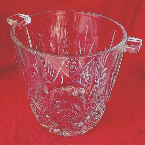 Large Mid Century Heavy Lead Crystal Glass Ice Bucket Wine Cooler Antique Glass Hemswell