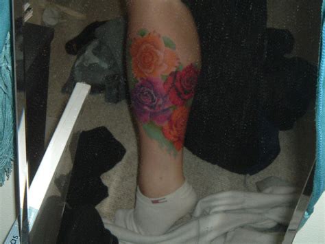 realistic rose leg tattoo 2 by celestial songbird14 on deviantart