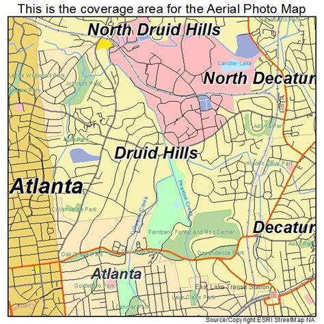 Aerial Photography Map Of Druid Hills Ga Georgia