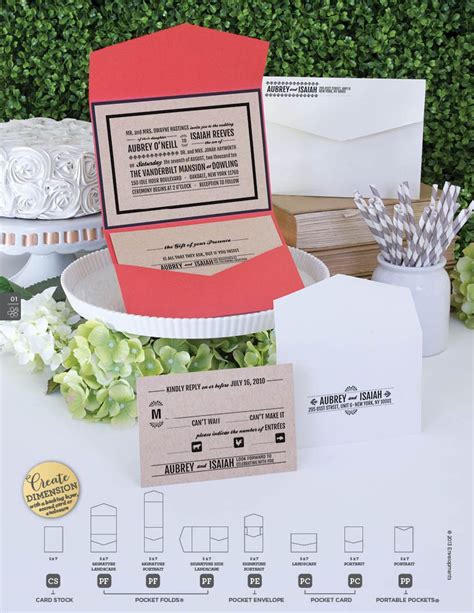 5x7 Wedding Invitation Featuring An Envelopments Pocket Folds Signature