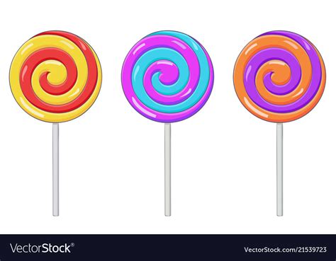 Swirl Lollipops Colored Sugar Candies Royalty Free Vector