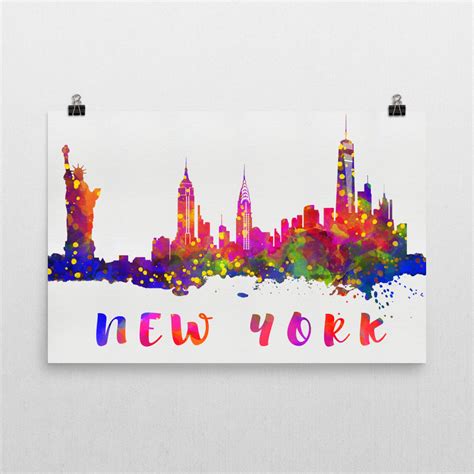 New York Skyline Print Posters And Canvases By Modern Map Art