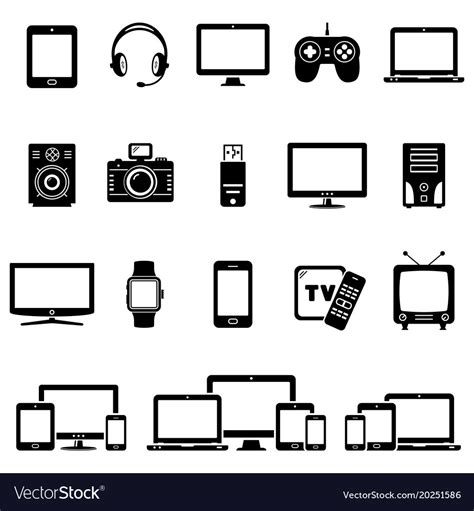Set Modern Digital Devices Icons Royalty Free Vector Image