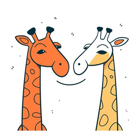 Premium Vector Cute Couple Of Giraffes Hand Drawn Vector Illustration