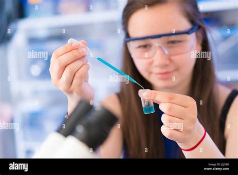 Chemistry Student Using Pipette Stock Photo Alamy
