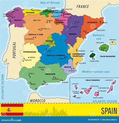 Mapa Detallado Del Vector De España Ilustración Del Vector
