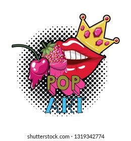 Female Mouth Dripping Fruits Stock Vector Royalty Free 1319342774