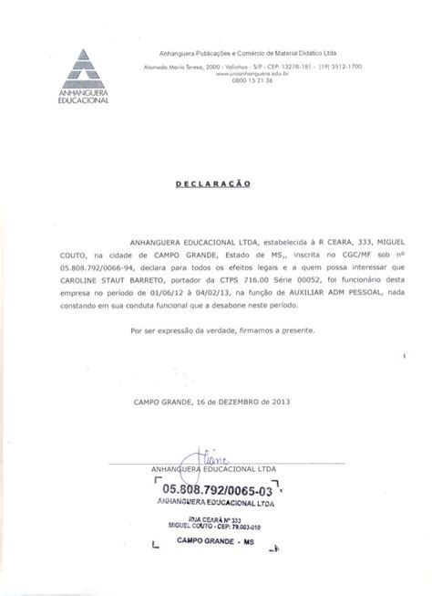 2014 Carta De Referencia Anhanguera Br Personalized Items Person