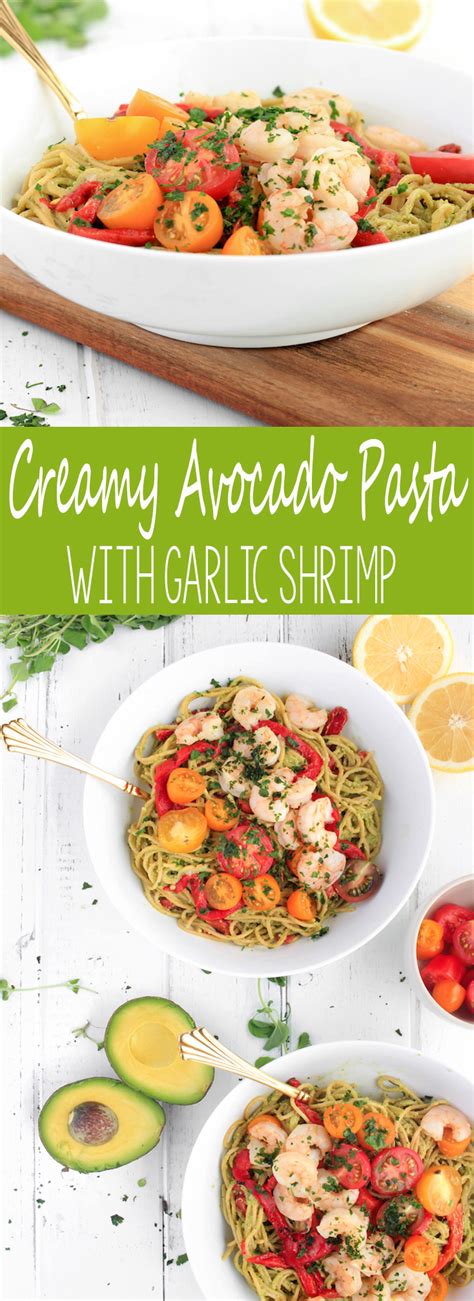 Creamy Avocado Pasta With Garlic Shrimp