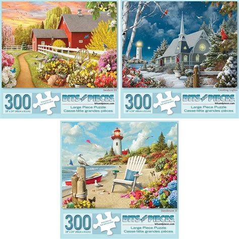 Bits And Pieces Value Set Of Three 3 300 Piece Jigsaw Puzzles For