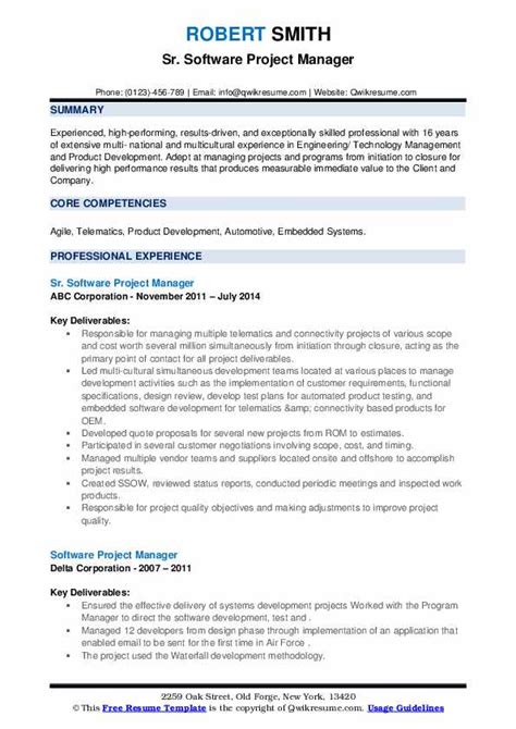 Software Project Manager Resume Samples Qwikresume