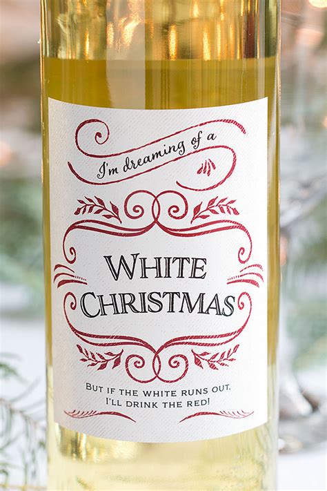 We design wine bottle labels that really make a statement! White Christmas Holiday Wine Labels + Label Wording Ideas ...