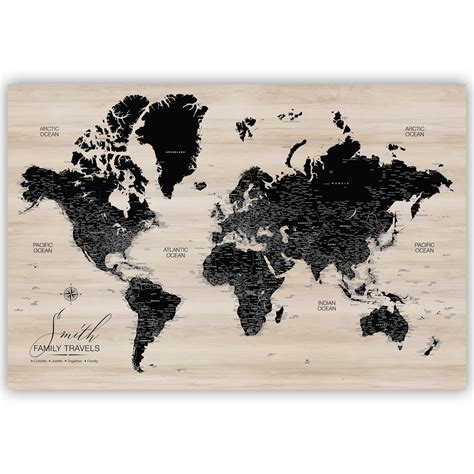 Buy Personalized Push Pin Of The World On Canvas World Pin Board