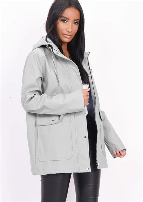 Womens Waterproof Rain Mac Coat Festival Hooded Jacket White Ebay