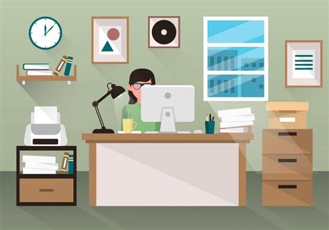 Person Working At Desk In Office 524761 Vector Art At Vecteezy