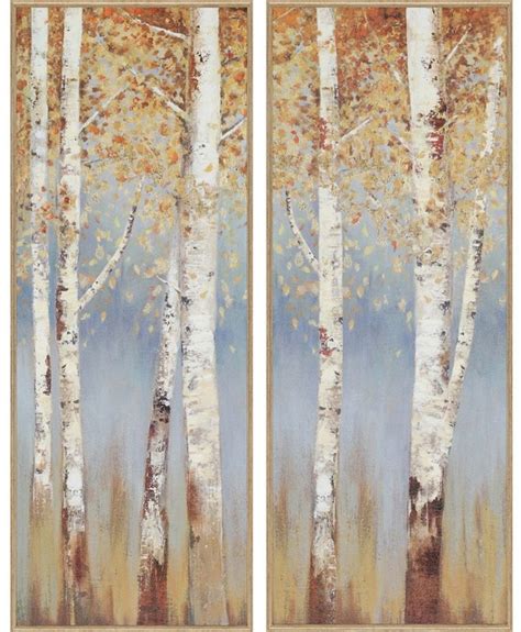 Birch Trees Framed Wall Art Set Of 2 36 X 12 Fine Home Lamps