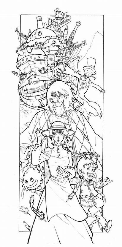 Ghibli Studio Castle Moving Howl Coloring Pages