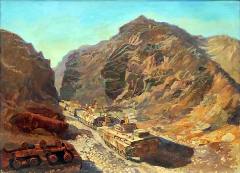 Soviet Armoured Convoy At An Afghan Mountain Pass