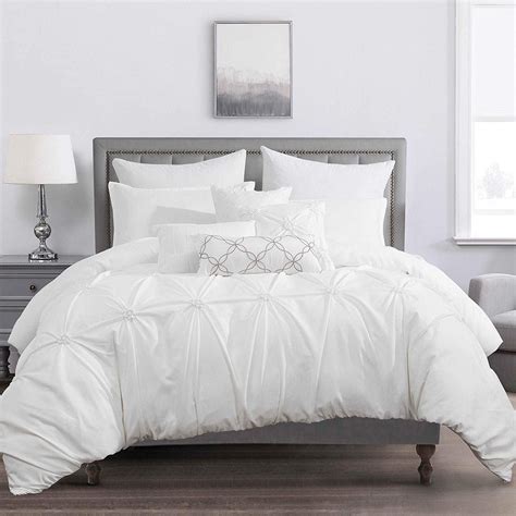 Sapphire Home Luxury 7 Piece Fullqueen Comforter Set With Shams Cushions Unique Pinch Pleat