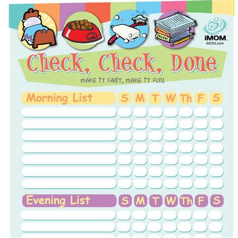 Check Check Done Checklist For Kids Printable Template Charts For