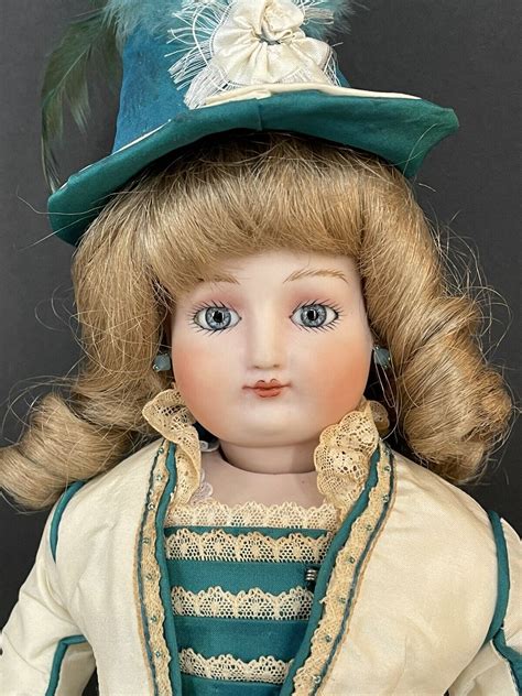 Porcelain Reproduction Of Antique French Fashion Doll With Wardrobe