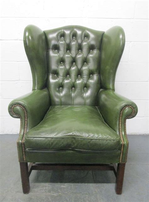 19th Century Green Leather Chair For Sale At 1stdibs Minimalist House