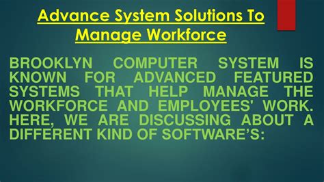 Ppt Brooklyn Computer System Advance System Solutions To Manage